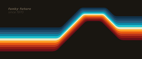 Poster - A clean, abstract 1980s-inspired pattern featuring vibrant linear elements in a retro-futuristic style. Vector illustration.