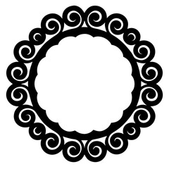 Poster - A decorative vector frame showcases a sophisticated ornamental baroque lace border in black, creating an elegant graphic resource suitable for various design projects and creative endeavors.