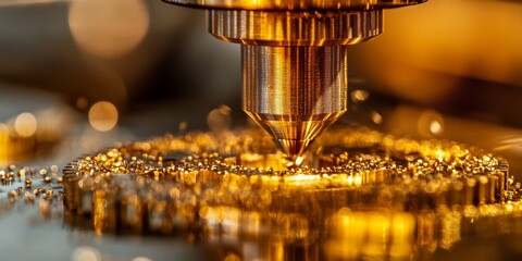 Poster - Metal Fabrication and Gear Cutting CNC Milling Operations in High-Speed Industrial Manufacturing