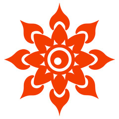 Fototapete - A fiery mandala design presents dancing flame lines and intensely bold, sharp curves, creating an energetic pattern that evokes passion and the dynamic nature of fire.