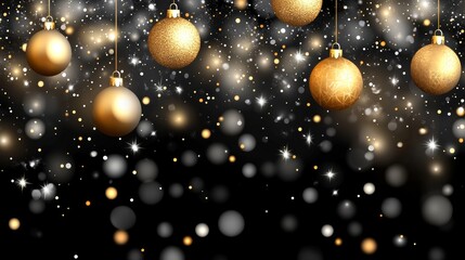 Poster - Elegant Blurred Dark Bronze Background with Sparkling Particles and Christmas Light Effects