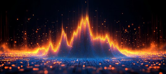 Poster - Futuristic city skyline at night featuring advanced financial technology and digital networks.