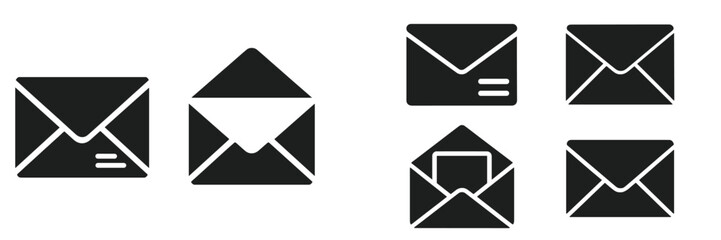 Fototapete - Collection of various envelope icons suitable for digital design and communication tools