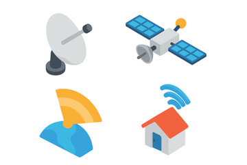 Poster - Schematic representation of satellite communication equipment used for signal transmission