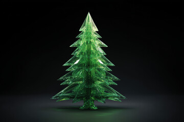 Aufkleber - This 3d rendering features a stunning green glass Christmas tree on a black background.