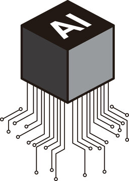 box withCircuit board in outline icon, Technology and IT theme