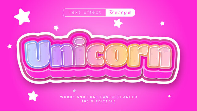 Cute Unicorn Doodle – Creative Cartoon Typography and 3D Letter Design