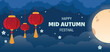 © Hanna Aibetova - Mid Autumn Festival Lanterns with fool moon in a flat style. Vector illustration of traditional Chinese Lanterns, full moon and stylized clouds. Perfect holiday greeting, cultural promotion and season