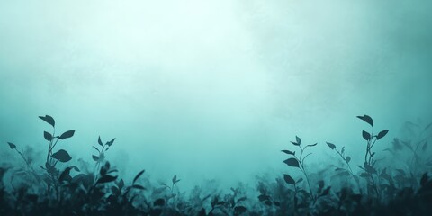 Poster - Cyan Watercolor Backdrop Featuring Meadow Flowers in Soft Focus for an Artistic and Serene Mood