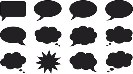 Aufkleber - Different speech bubbles are presented as a collection of communication symbols, perfect for expressing ideas in creative designs.