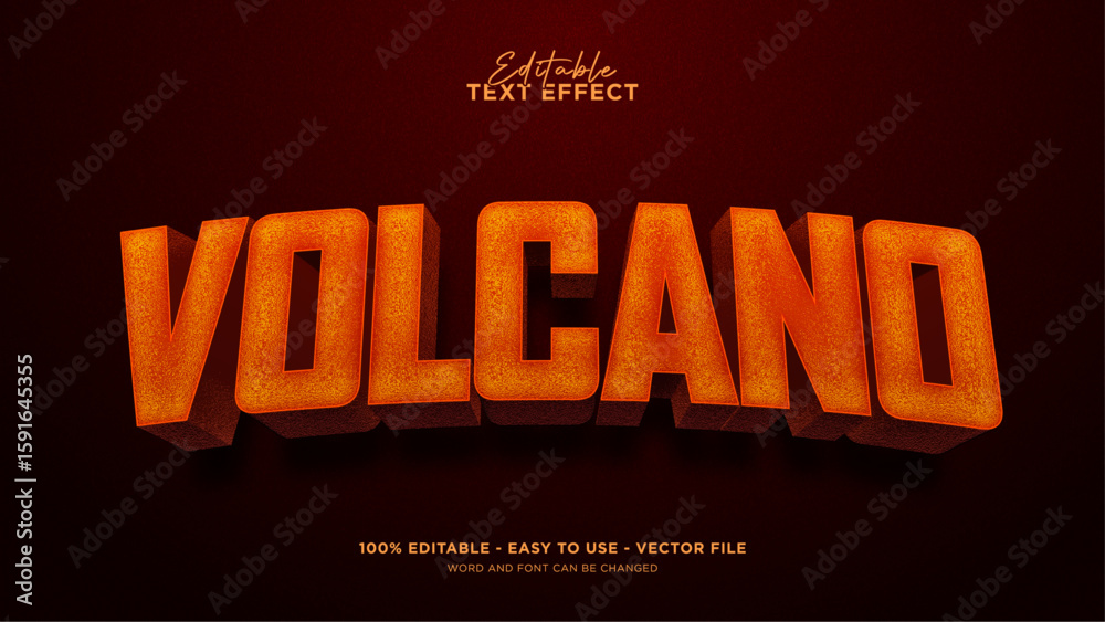 Editable fire 3d text effect, lava text effect template Stock Vector ...
