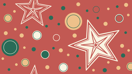 Poster - A vibrant pattern featuring stars and circles in earthy tones, perfect for festive design projects.