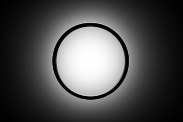 Poster - Minimalist monochrome presentation of a circular shape on a gradient, showcasing light and shadow in simple design.