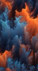 Poster - Captivating abstract cloudscape blending contrasting blues and oranges, an ethereal dreamscape