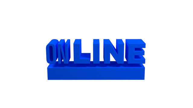 Online , blue 3d text on transperent