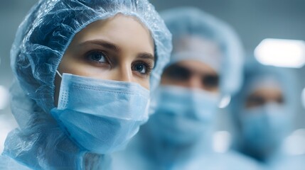 Poster - Research team examining samples in a sterile clean room environment