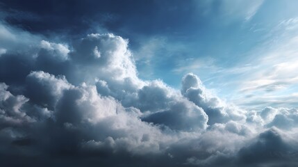 Poster - Expansive blue sky with fluffy clouds and a wide open center