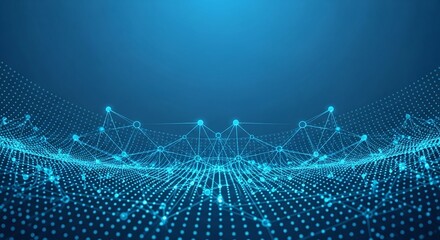Abstract blue digital network with glowing dots