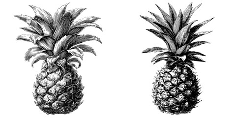 Poster - This pineapple icon is a modern, hand-drawn outline doodle, designed for use in print, web, mobile, and infographics, isolated on a white background