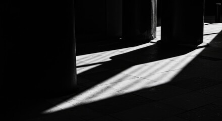 Fototapete - Dramatic Black and White Architectural Shadows and Light Play