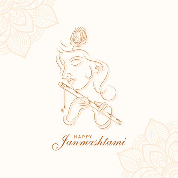 Krishna with flute on Happy Janmashtami