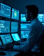 © Arum - Person at multiple screens with data charts