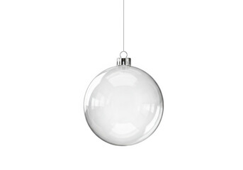 Wall Mural - A clear glass christmas ornament hangs isolated on a transparent background, ready for customization
