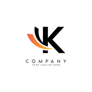 Modern K Letter Logo with Swoosh Symbol Minimal Vector Design.
