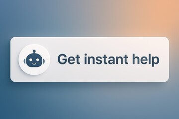 Poster - A modern, friendly chatbot icon provides instant help on the futuristic interface, with a gentle gradient background customer support service