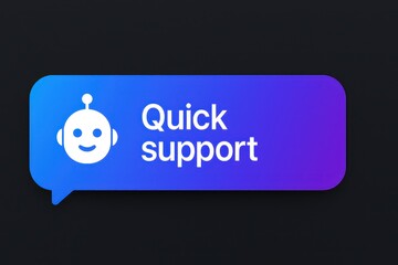 Poster - A digital illustration of a chat bubble interface, portraying an immediate support service in a vibrant design. customer support service