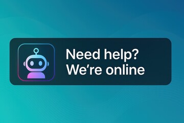 Poster - A digital chatbot icon on a button, indicating instant support and online assistance. The design suggests readily available help for customer questions. customer support service