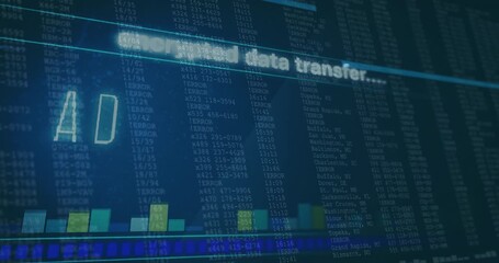 Poster - screen fading into blue gradient triggers interface animating encrypted data transfer for security