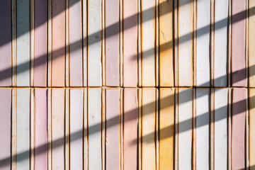 Aufkleber - Pastel vertical tile pattern with soft sunlight and shadow, creating calm and modern abstract background for interior design or architecture concepts