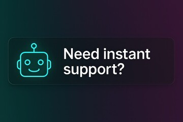 Poster - An illustrated chatbot interface provides instant support with a captivating interface, innovative interface, conveying the essence of modern customer support service