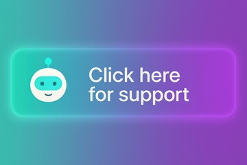 Poster - An inviting graphical interface with a button that calls for support. Designed in appealing gradient colors, it provides clear and accessible interaction. customer support service