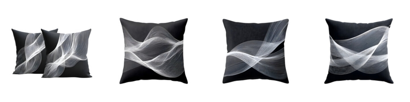 Abstract Wave Pattern Pillows: Modern Home Decor on White