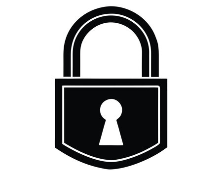 A black padlock is isolated on white background Ai Generated