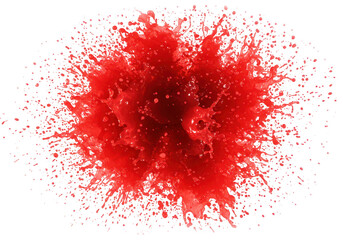 Poster - A vibrant red liquid splashes outwards in a dynamic explosion against a clean transparent background