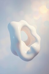 Aufkleber - Unique abstract sculpture suspended in soft light with a fluid, organic shape created with contrasting glossy textures