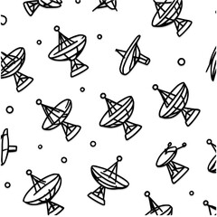 Poster - An illustrated pattern featuring satellite dishes and small circles on a white background design style office life