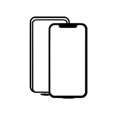 Poster - Two smartphones are displayed with one slightly behind the other in a simple black and white design office life