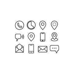 Poster - Vector art of a collection of communication and contact icons for web and app design