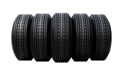 Poster - Car tires isolated. Set of black rubber car wheel. Five wheels with tires from front view isolated.