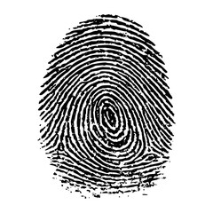 Poster - A detailed black and white fingerprint illustration with intricate swirling lines and unique pattern details present