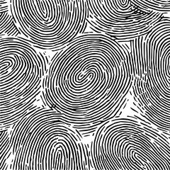 Poster - Black and white fingerprint pattern with multiple unique fingerprint designs overlapping each other neatly