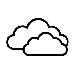 Poster - Two stylized clouds with thick black outlines overlapping each other in a simple vector illustration design