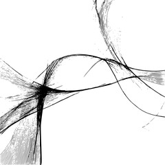 Poster - Abstract black and white illustration featuring dynamic curved lines and textured brush strokes design elements