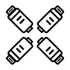 Poster - Four black outline vectors of flash drives arranged in a square pattern on a white background space office life