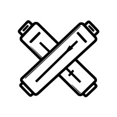 Poster - illustration of two crossed memory chips, representing data storage and processing in technology dev