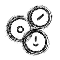 Poster - Three circular tech icons with unique symbols in a sketch style design overlapping each other artistic view office life